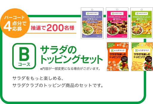 バーコード2点分で応募 Bコース サラダのトッピングセット