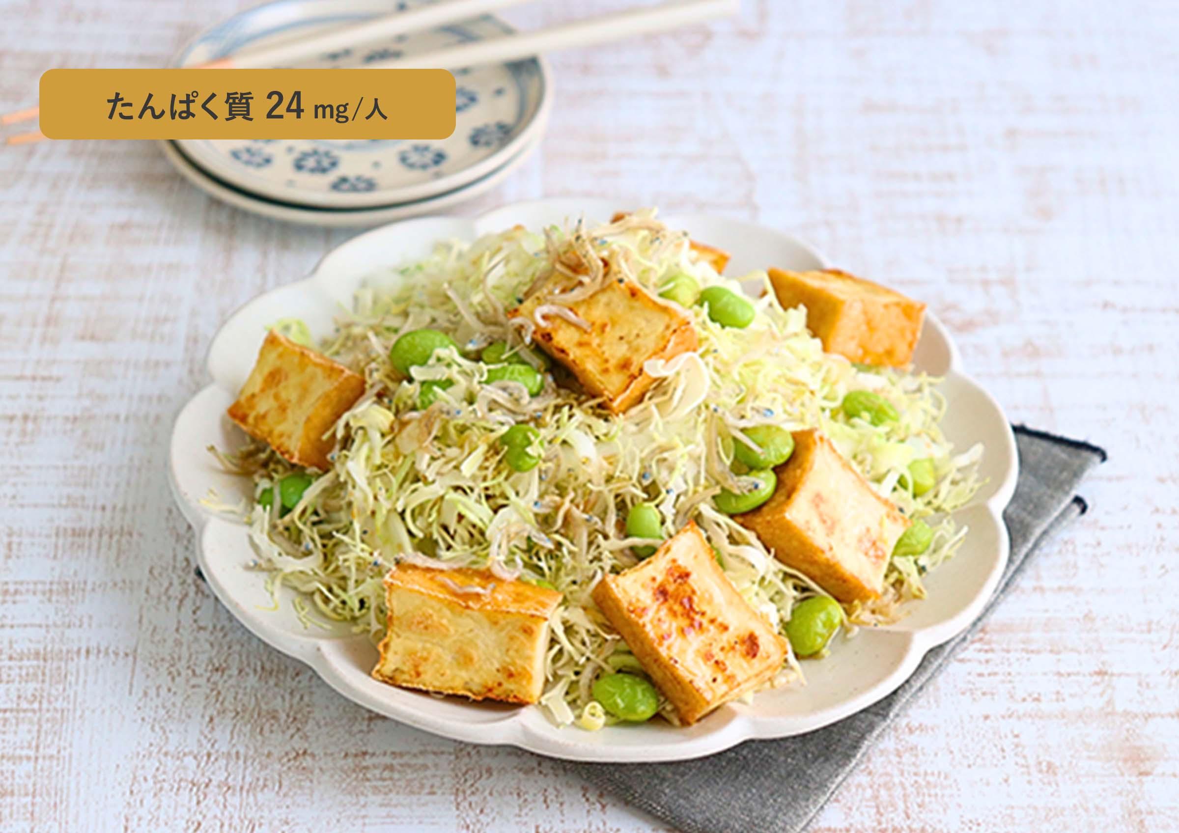 キャベツと厚揚げのおつまみサラダ