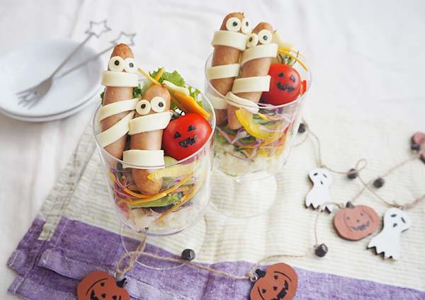 ソーセージのハロウィンカップサラダ