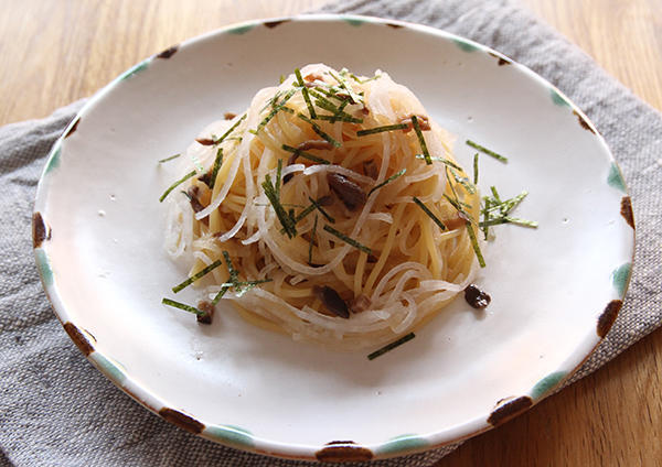 大根ときのこの和風ベジヌードルパスタ