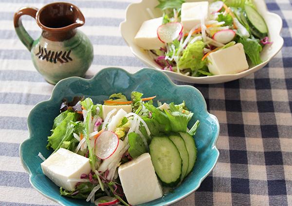 水菜と野菜のシンプルサラダ