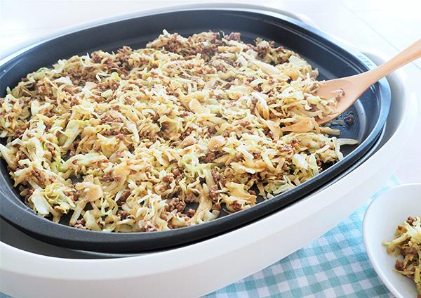 ホットプレートで肉味噌炒め