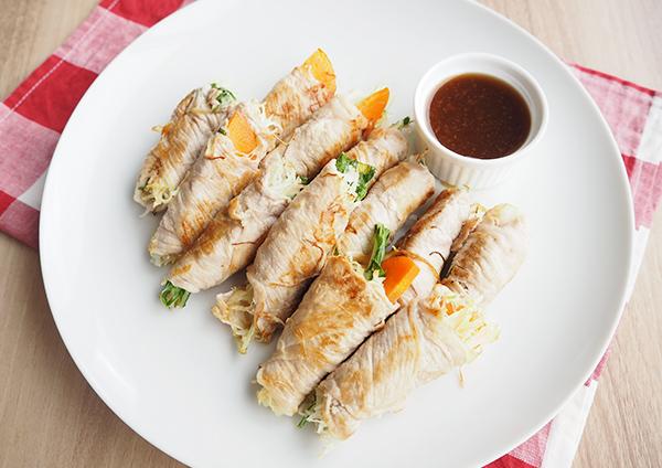 野菜の肉巻き たまごだれ