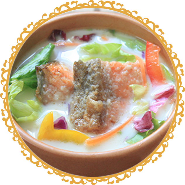 10種の野菜と鮭のミルクスープ 